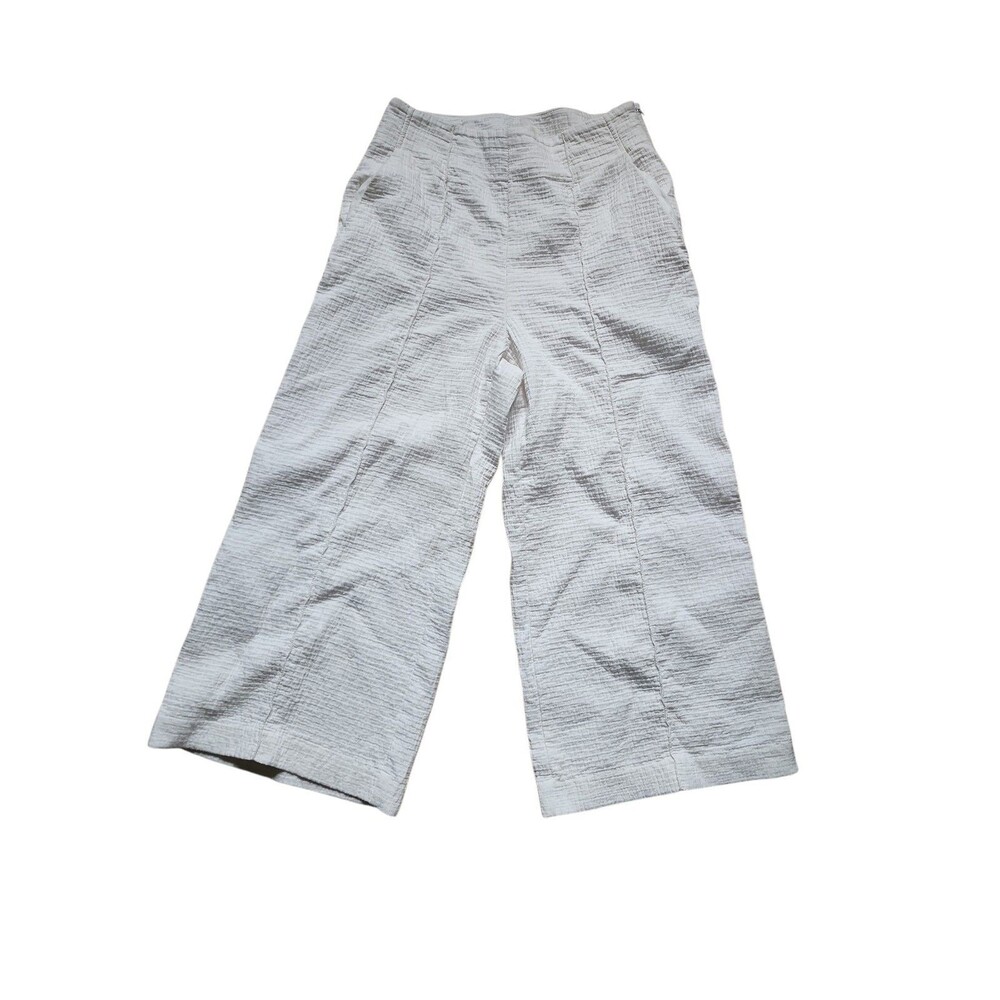 Maeve Gauze Pintucked Wide-Leg Pants Womens 10 White Boho Beach Cotton Blend